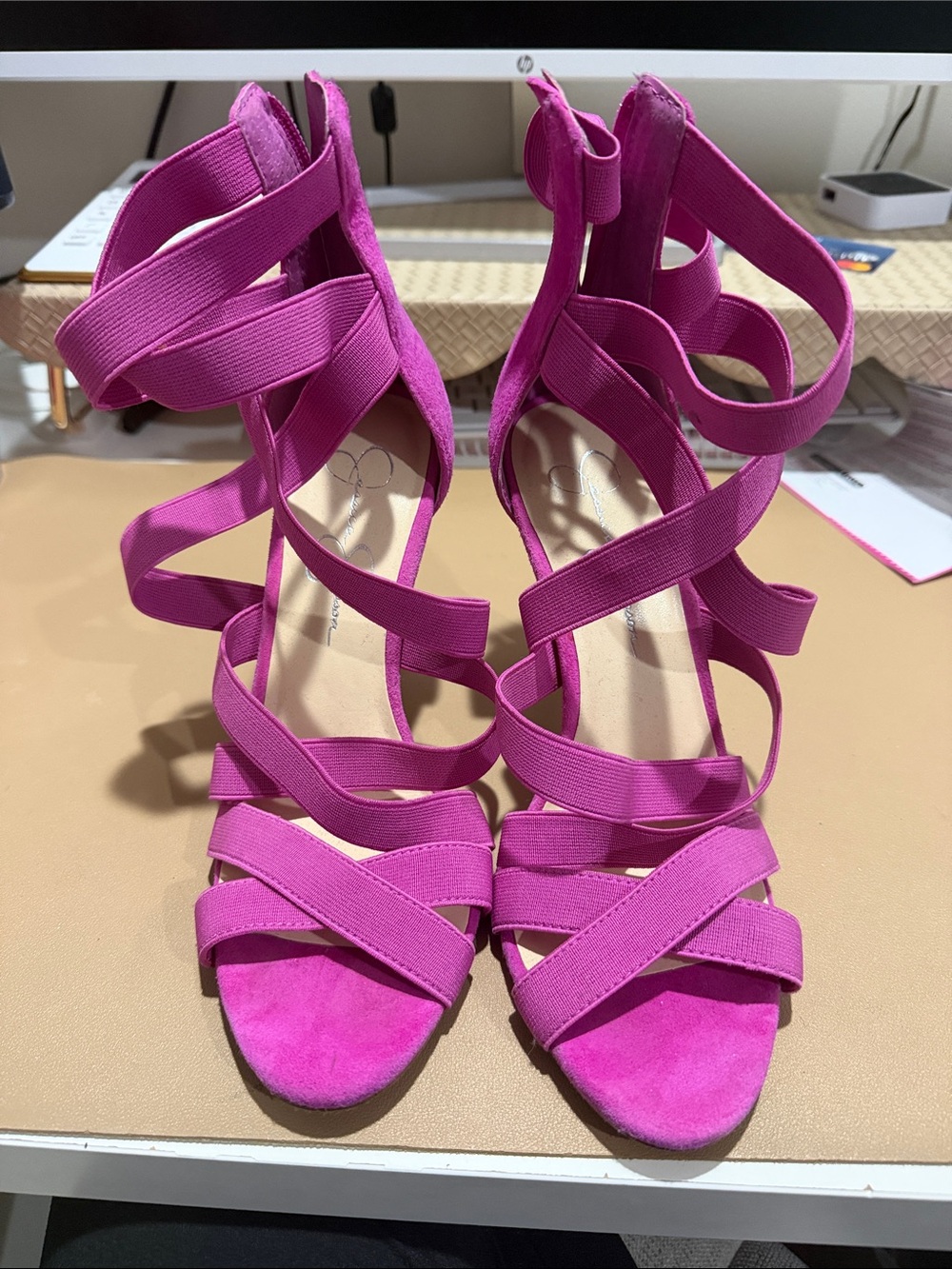 Jessica Simpson Hot Pink Strappy High Heel Sandals